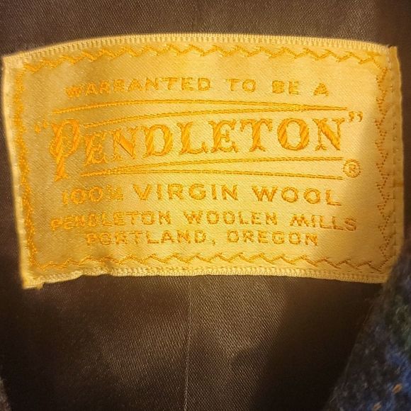 Pendleton 100% Virgin Wool, Satin,Plaid Jacket, sz Lg. Green, blue,black, gold. - Picture 2 of 14